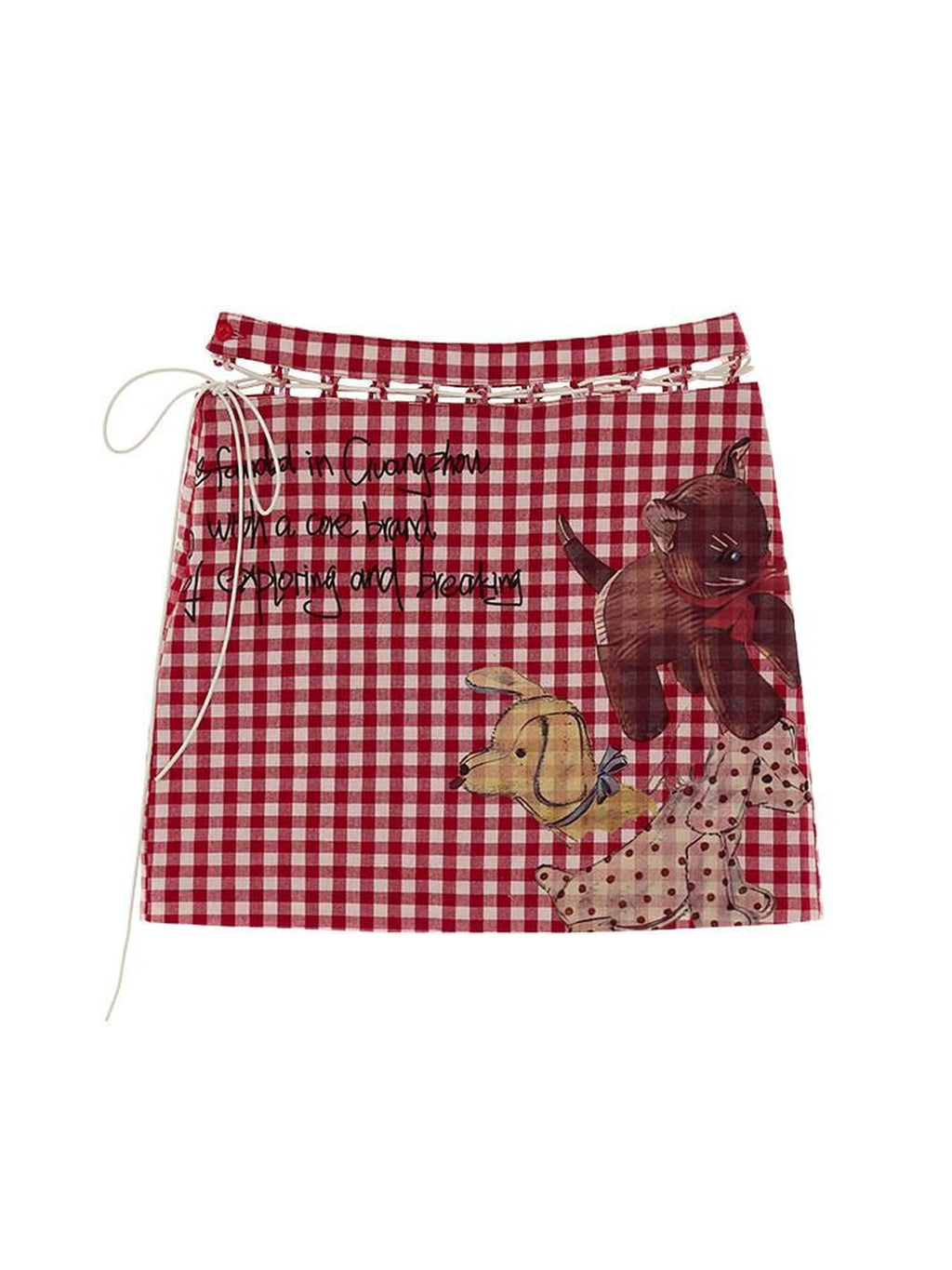 MAMC Soft 100 Percent Cotton Plaid A Line Mid Waist Sweet Princess Women Mini Skirts