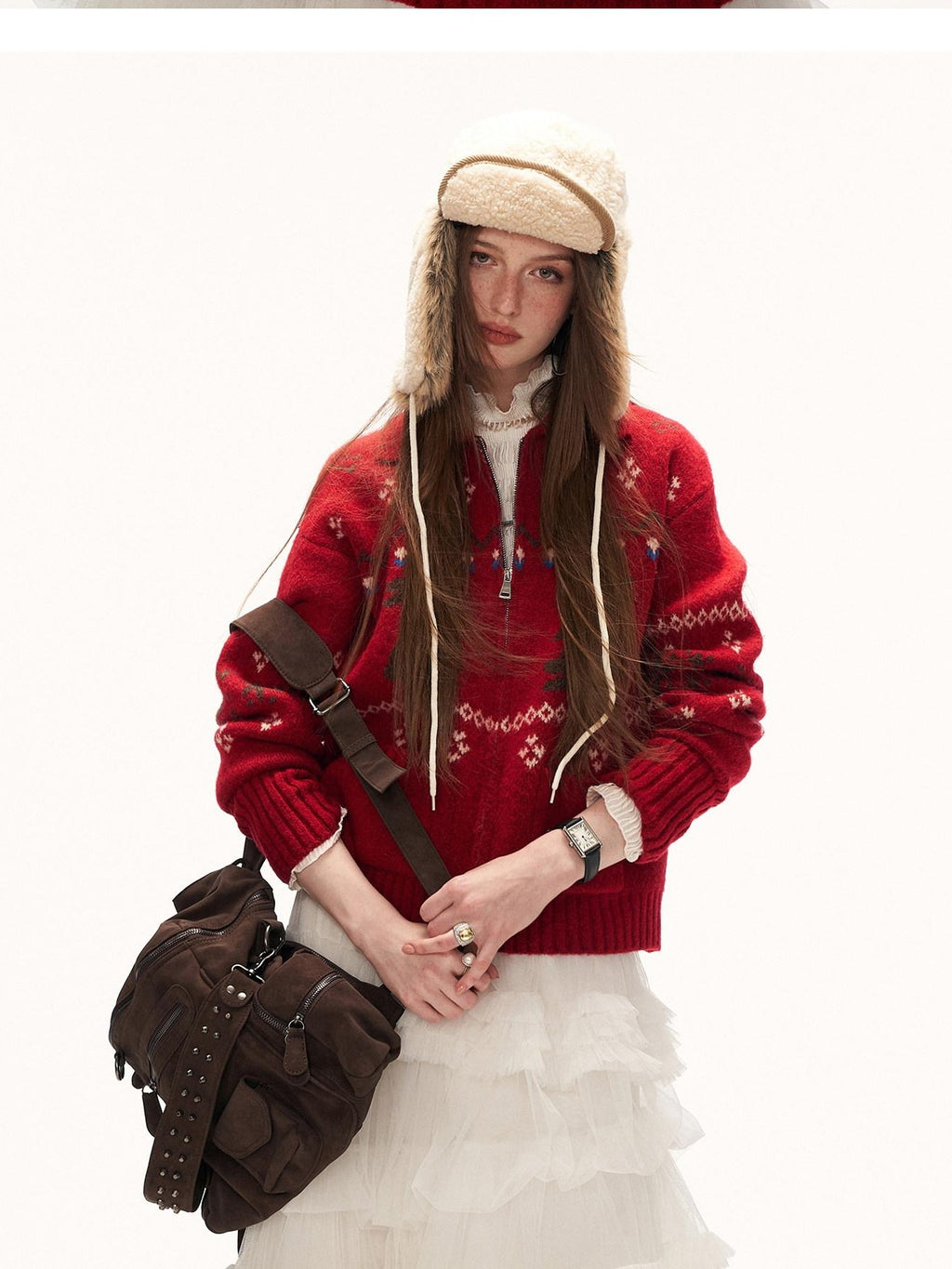 MAMC Soft Acrylic Blend Cute Animal Relaxed Fit Women Office Zip Collar Cardigans
