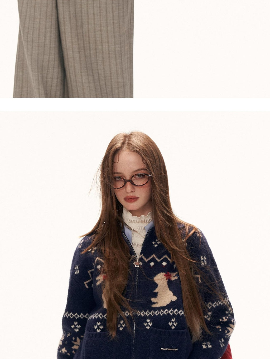 MAMC Soft Acrylic Blend Cute Animal Relaxed Fit Women Office Zip Collar Cardigans