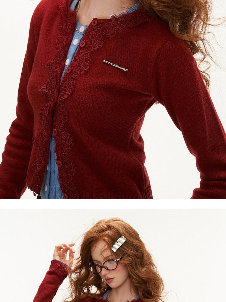MAMC Soft Acrylic Nylon Blend Slim Fit Round Neck Short Work Minimal Knit Cardigans