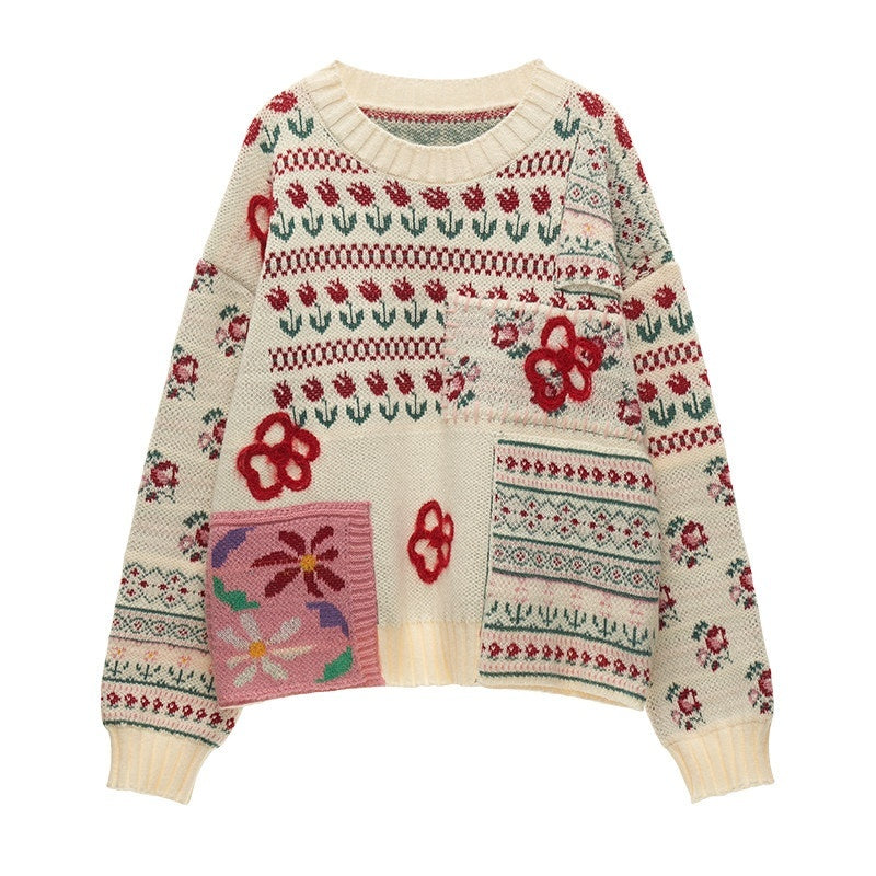 MAMC_Soft_Acrylic_Sweet_Loose_Crewneck_Long_Sleeve_Knit_Pink_White_Sweaters_MISSTT