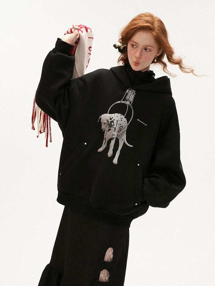 MAMC Soft Polycotton Oversized Minimal Workwear Long Sleeve Red Black Hoodie