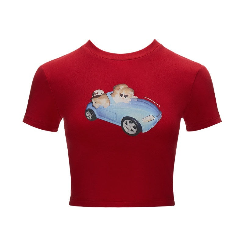 MAMC_Soft_Stretch_Cotton_Slim_Sexy_Animal_Print_Short_Sleeve_Red_Basic_Crop_Tops_MISSTT
