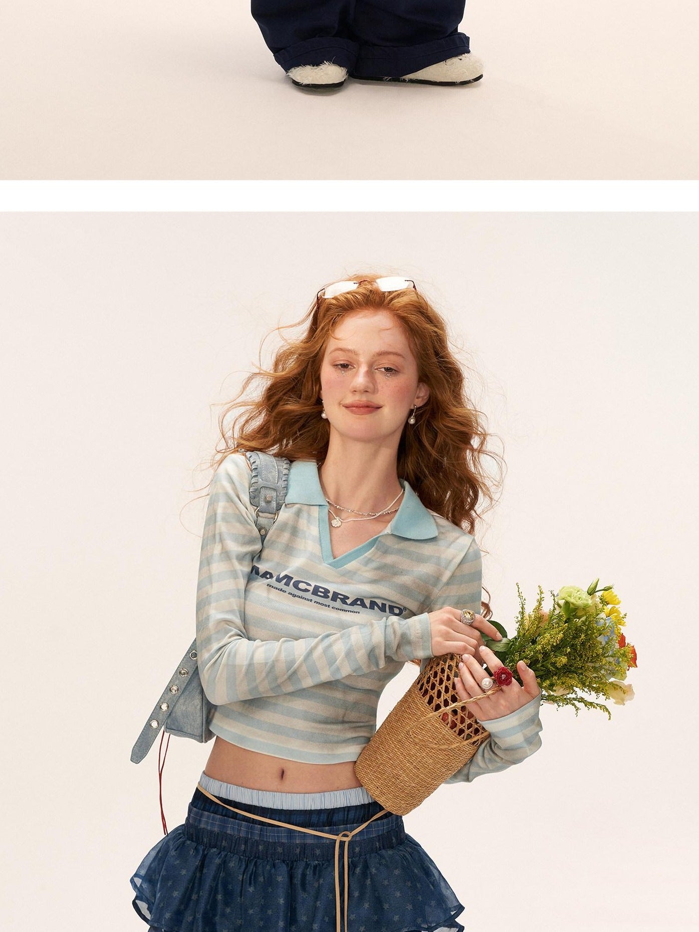 MAMC Soft Striped Slim Polo Collar Casual Ladies Cotton Long Sleeve T-Shirts