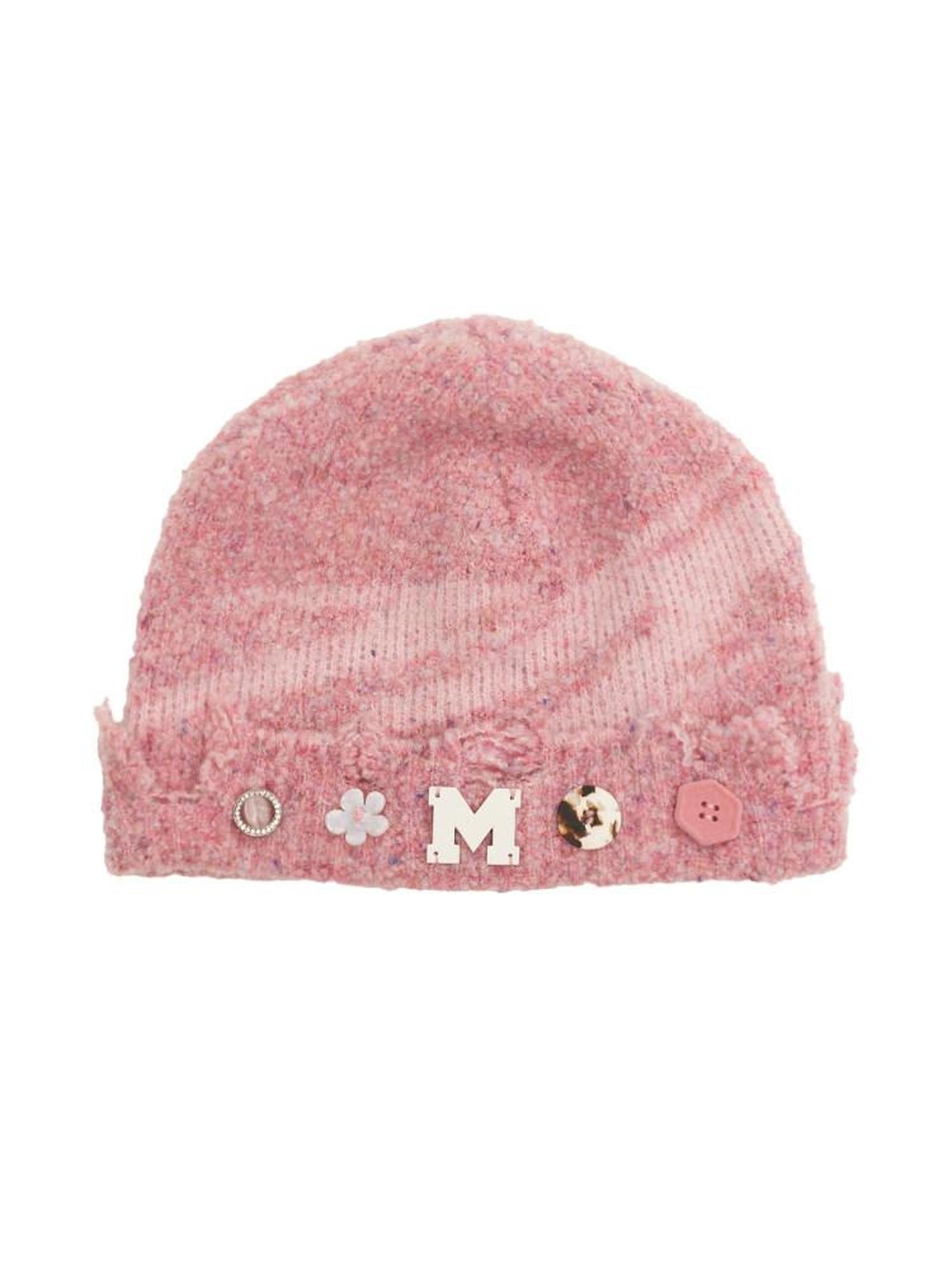 MAMC Soft Warm Adjustable Knit Beanie Round Top No Brim Women Acrylic Pink Hats