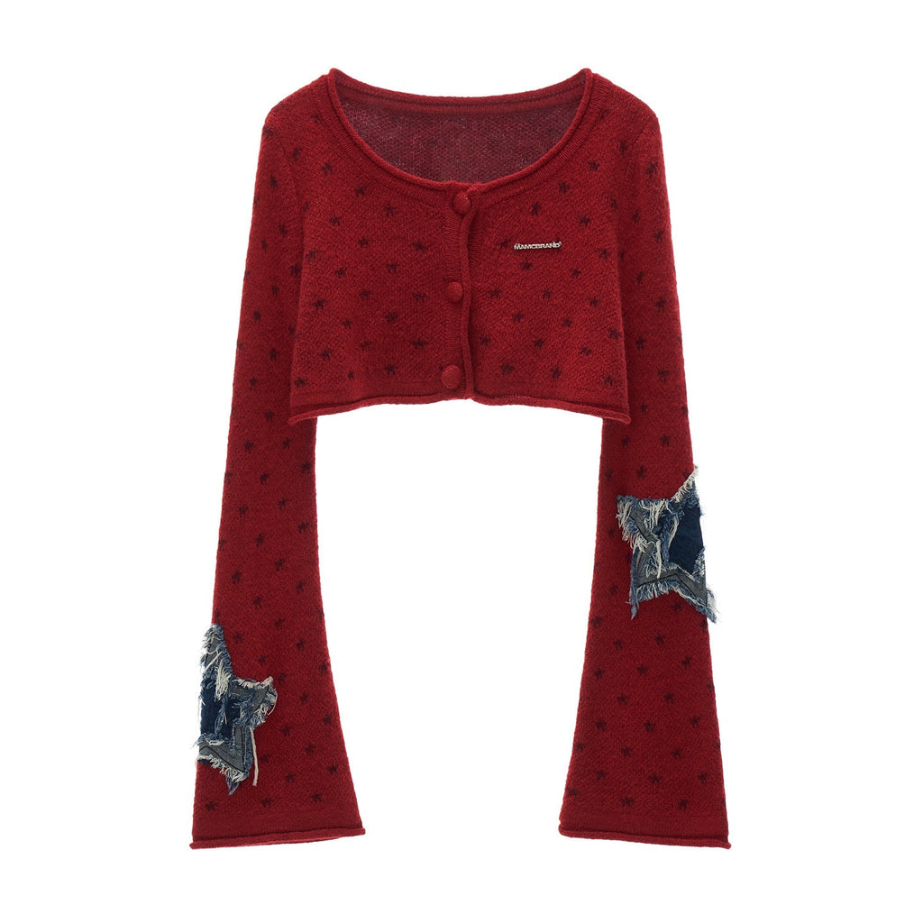 MAMC_Star_Pattern_Slim_Fit_Minimal_Casual_Women_Knit_Open_Front_Cropped_Cardigans_MISSTT