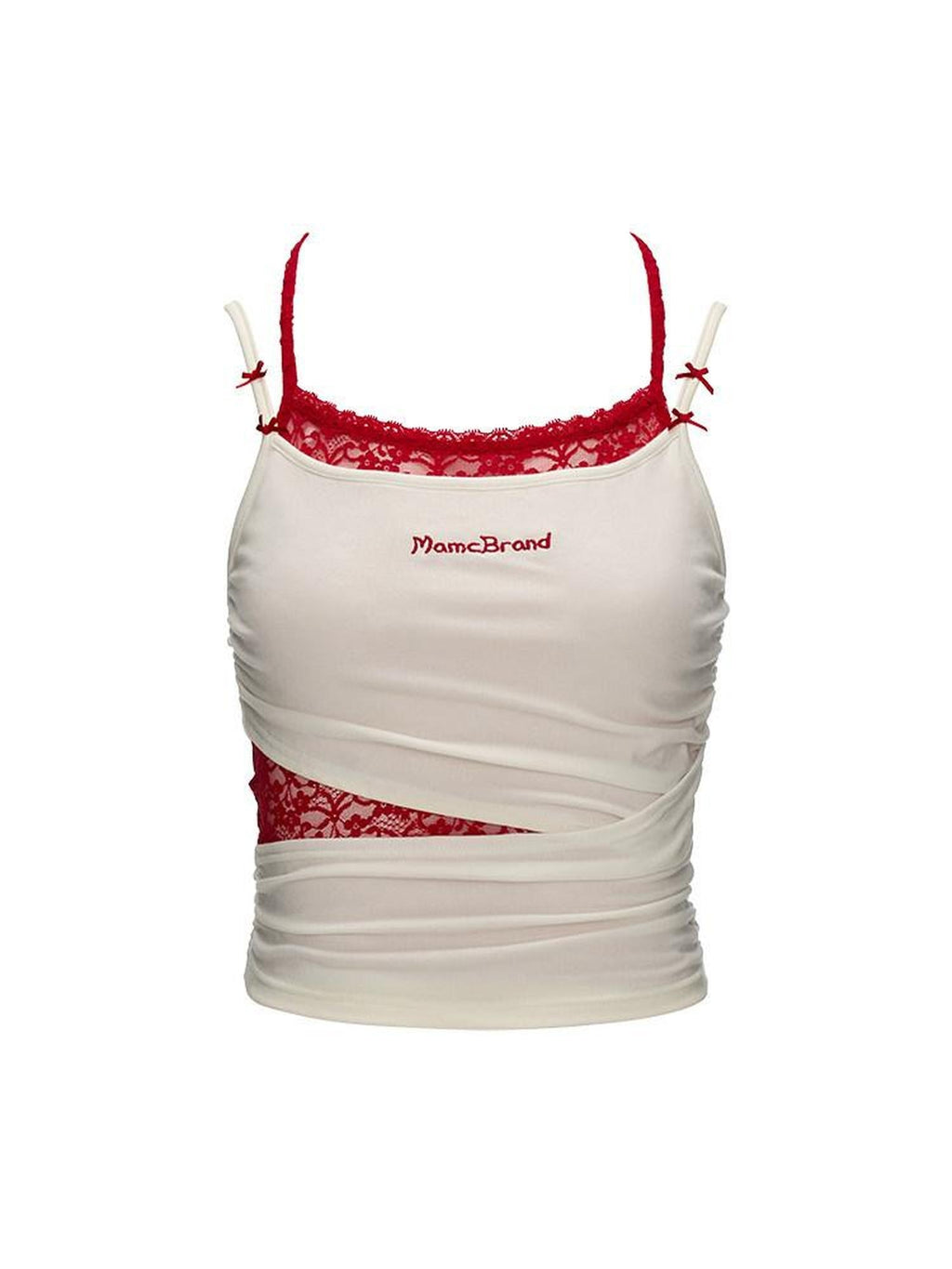 MAMC Stretch Cotton Letter Print Slim Fit Cropped Office Tank White Camisoles