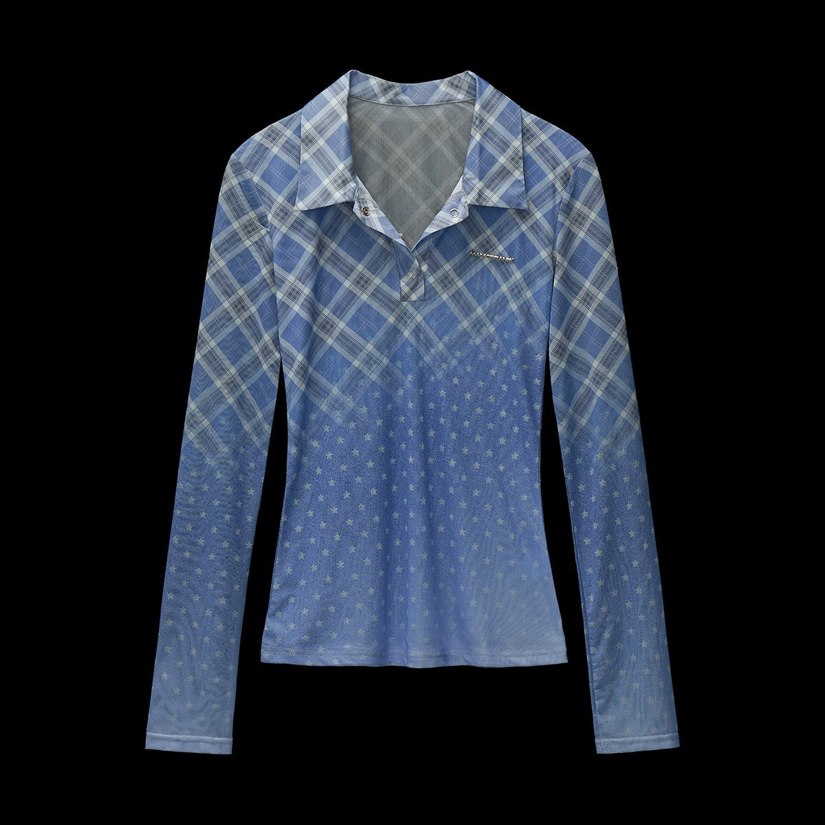 MAMC_Stretch_Slim_Fit_Commuter_Women_Ombre_Cross_Check_Long_Sleeve_T-Shirts_MISSTT