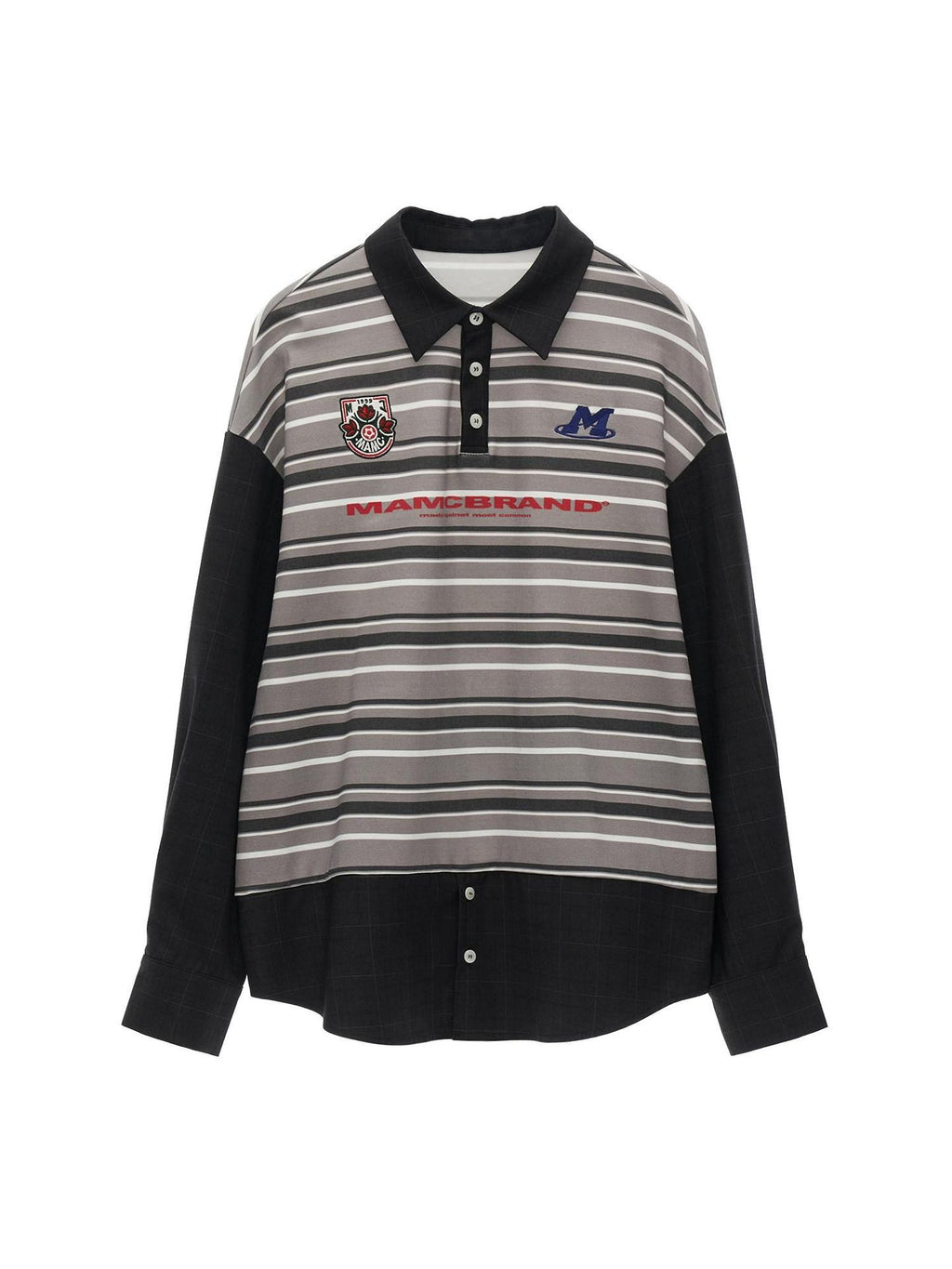 MAMC Striped Polo Collar Casual Standard Fit Women Cotton Blend Long Sleeve T-Shirts