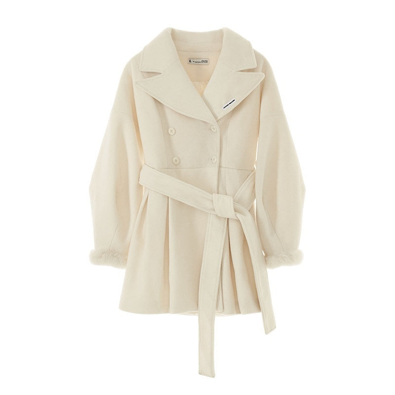 MAMC_Tie_Waist_High_Waist_Korean_Office_Slim_Fit_Long_Sleeve_Brown_Beige_Short_Coat_MISSTT