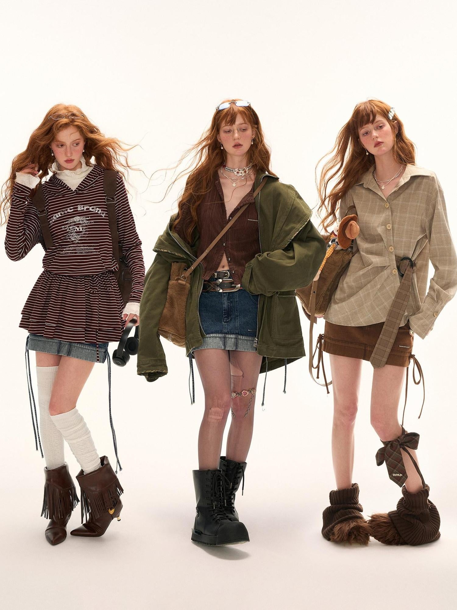MAMC Vintage Double Waistband Slim Mid Waist Cotton Denim Casual Women Mini Skirts