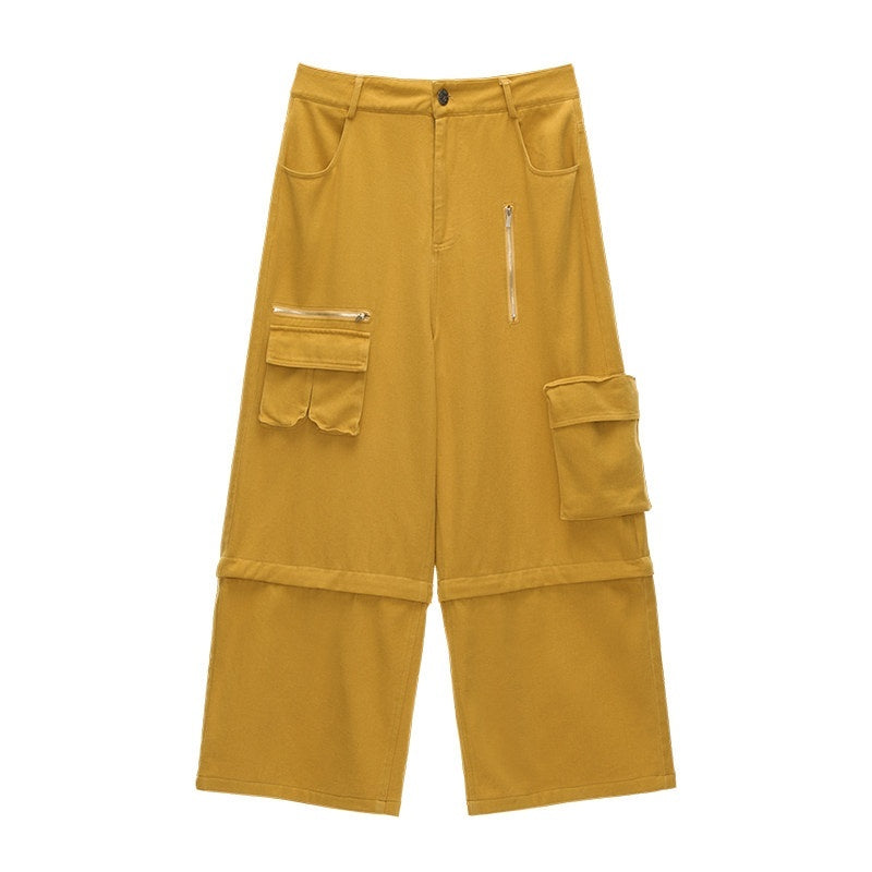 MAMC_Washed_Cotton_Cargo_Loose_Pockets_Natural_Waist_Women_Yellow_Straight_Pants_MISSTT