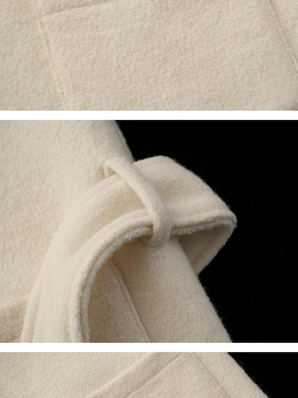 MAMC Wool Blend Tie Front Mature Relaxed Fit Business White Notched Lapel Short Coat