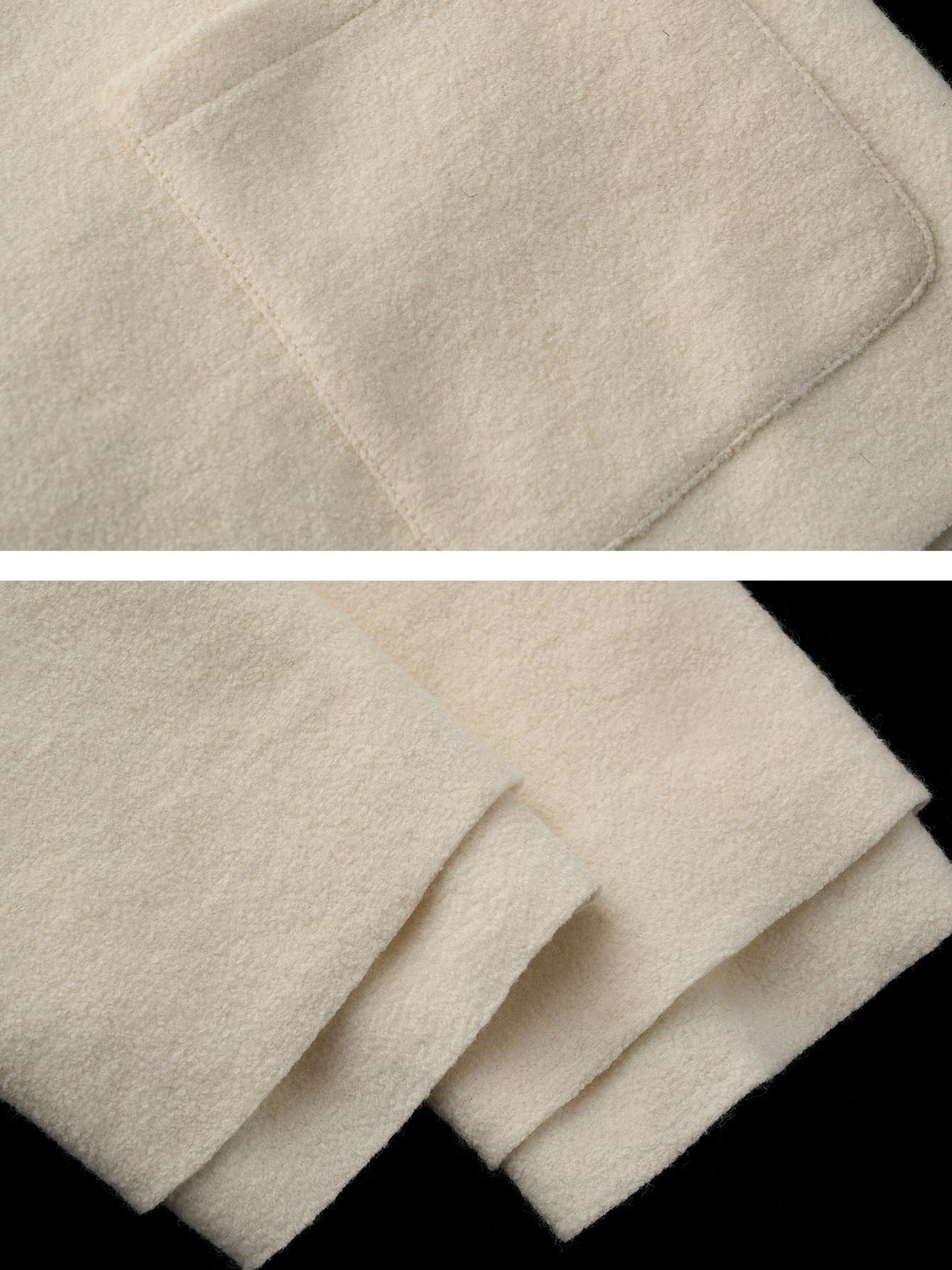 MAMC Wool Blend Tie Front Mature Relaxed Fit Business White Notched Lapel Short Coat