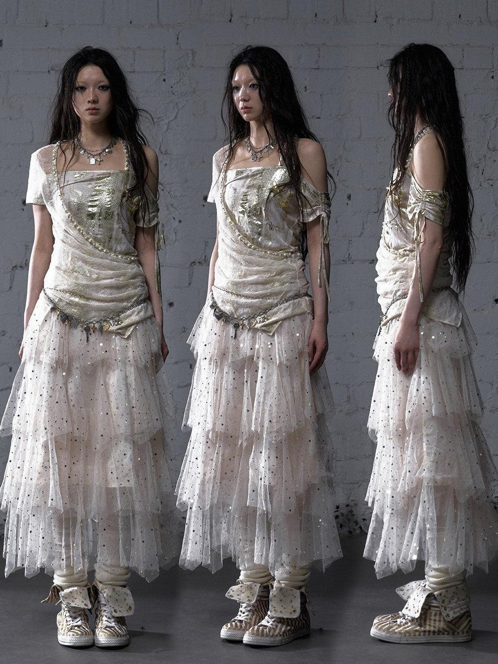 NO ROMANCE Ballet Star Multi Layer Tulle Cake Women'S Polyester Midi Skirts