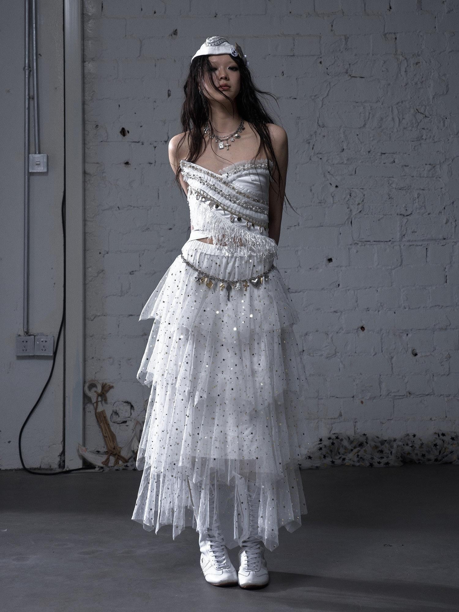 NO ROMANCE Ballet Star Multi Layer Tulle Cake Women'S Polyester Midi Skirts