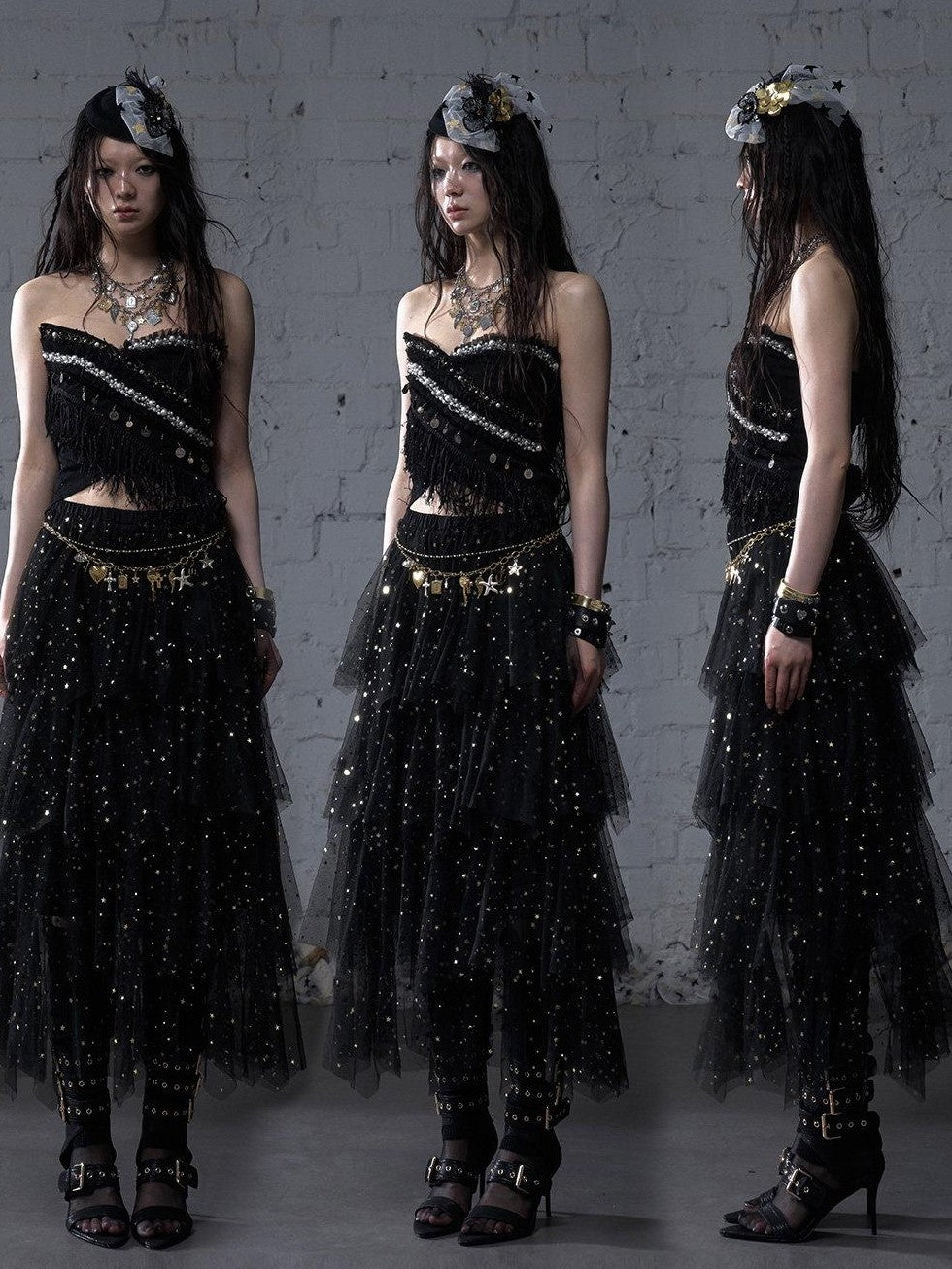 NO ROMANCE Ballet Star Multi Layer Tulle Cake Women'S Polyester Midi Skirts