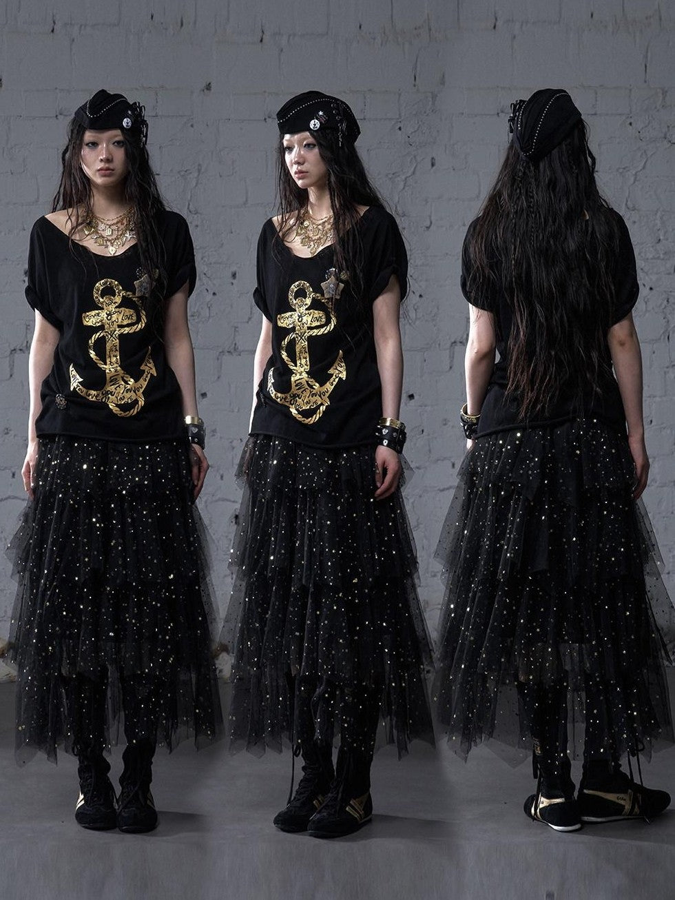 NO ROMANCE Ballet Star Multi Layer Tulle Cake Women'S Polyester Midi Skirts