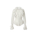 NO_ROMANCE_Court_Style_Ruffle_Gathered_Waist_Stand_Collar_Women'S_Flocked_Lace_Blouses_MISSTT