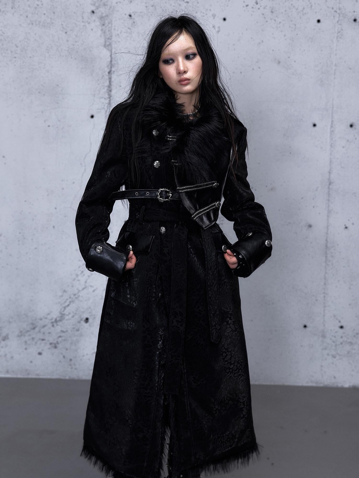 NO ROMANCE Dark Court Punk Reversible Leopard Women'S Suede Eco Faux Fur Long Coats