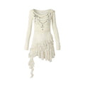 NO_ROMANCE_Dream_Punk_Lace_Hooded_Irregular_V-neck_Women'S_Lyocell_Midi_Dresses_MISSTT