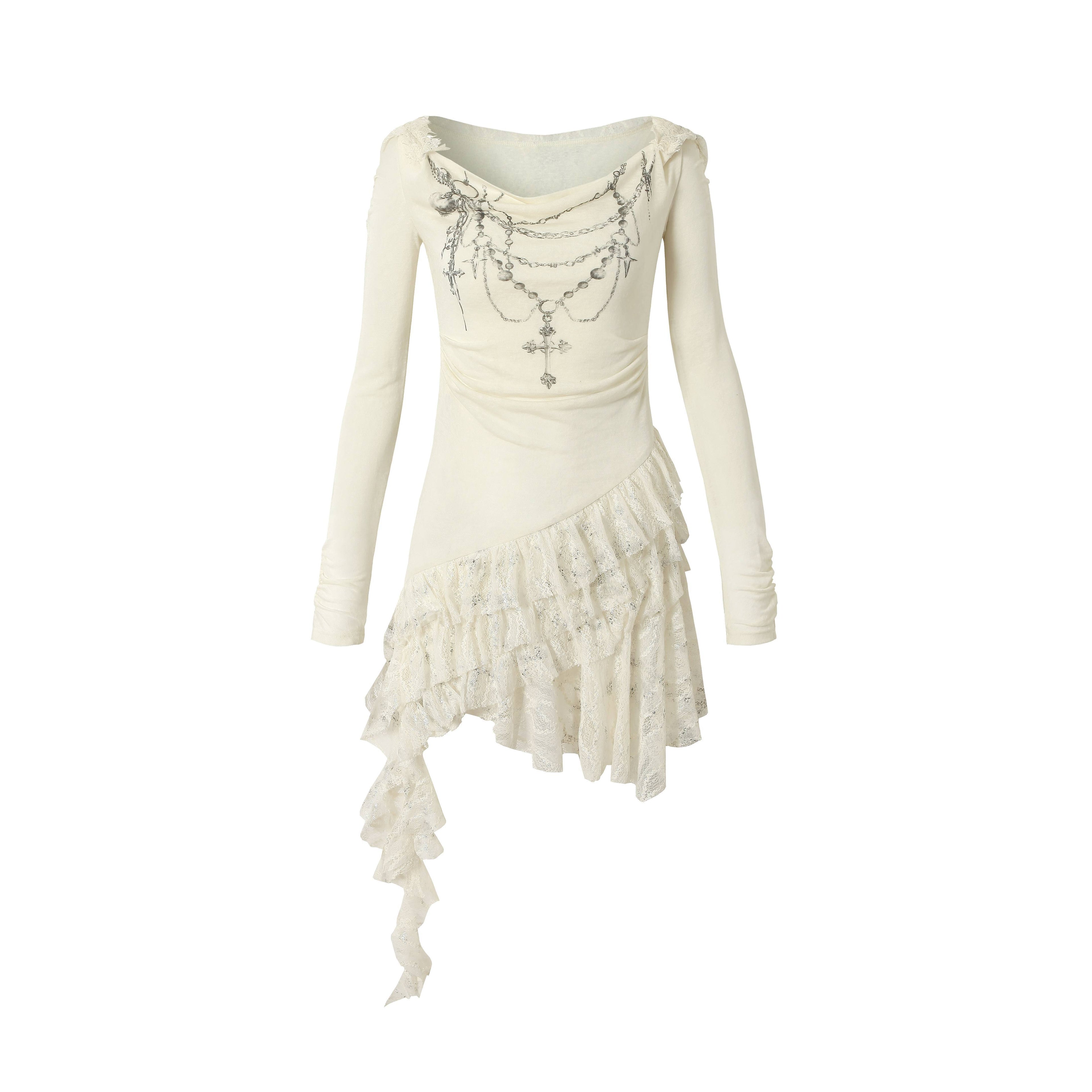 NO_ROMANCE_Dream_Punk_Lace_Hooded_Irregular_V-neck_Women'S_Lyocell_Midi_Dresses_MISSTT