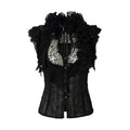 NO_ROMANCE_Dreamy_Court_Ruffle_Sequin_Spliced_Tie_Waist_Women'S_Chiffon_Blouses_MISSTT