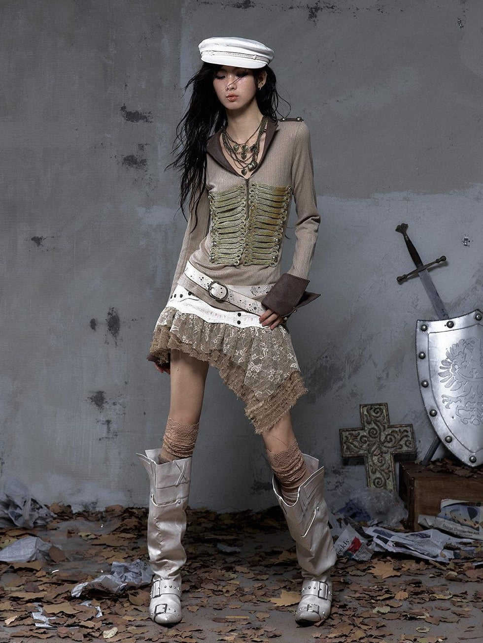 NO ROMANCE Dreamy Embellished Asymmetrical Faux Two Piece Women'S Faux Leather Skorts