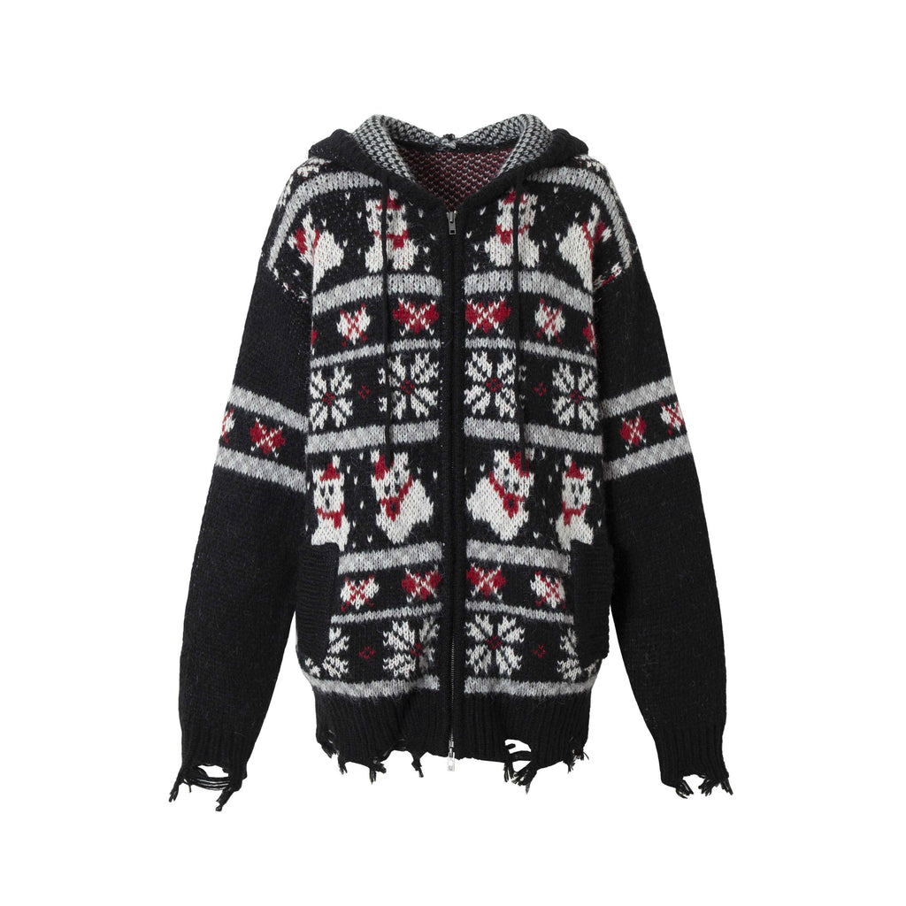 NO_ROMANCE_Fair_Isle_Hooded_Zipper_Vintage_Loose_Women'S_Mohair_Wool_Knit_Cardigans_MISSTT