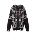 NO_ROMANCE_Fair_Isle_Hooded_Zipper_Vintage_Loose_Women'S_Mohair_Wool_Knit_Cardigans_MISSTT