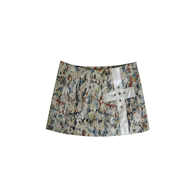 NO_ROMANCE_Floral_Patchwork_Vintage_Low_Waist_Mini_Skirt_Women'S_Polyester_Bikinis_MISSTT
