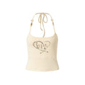 NO_ROMANCE_Ivory_Rhinestone_Heart_Halter_Women'S_Viscose_Blend_Camisoles_MISSTT