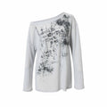 NO_ROMANCE_One_Shoulder_Relaxed_Punk_Print_Women'S_Polyester_Spandex_Long_Sleeve_T-Shirts_MISSTT