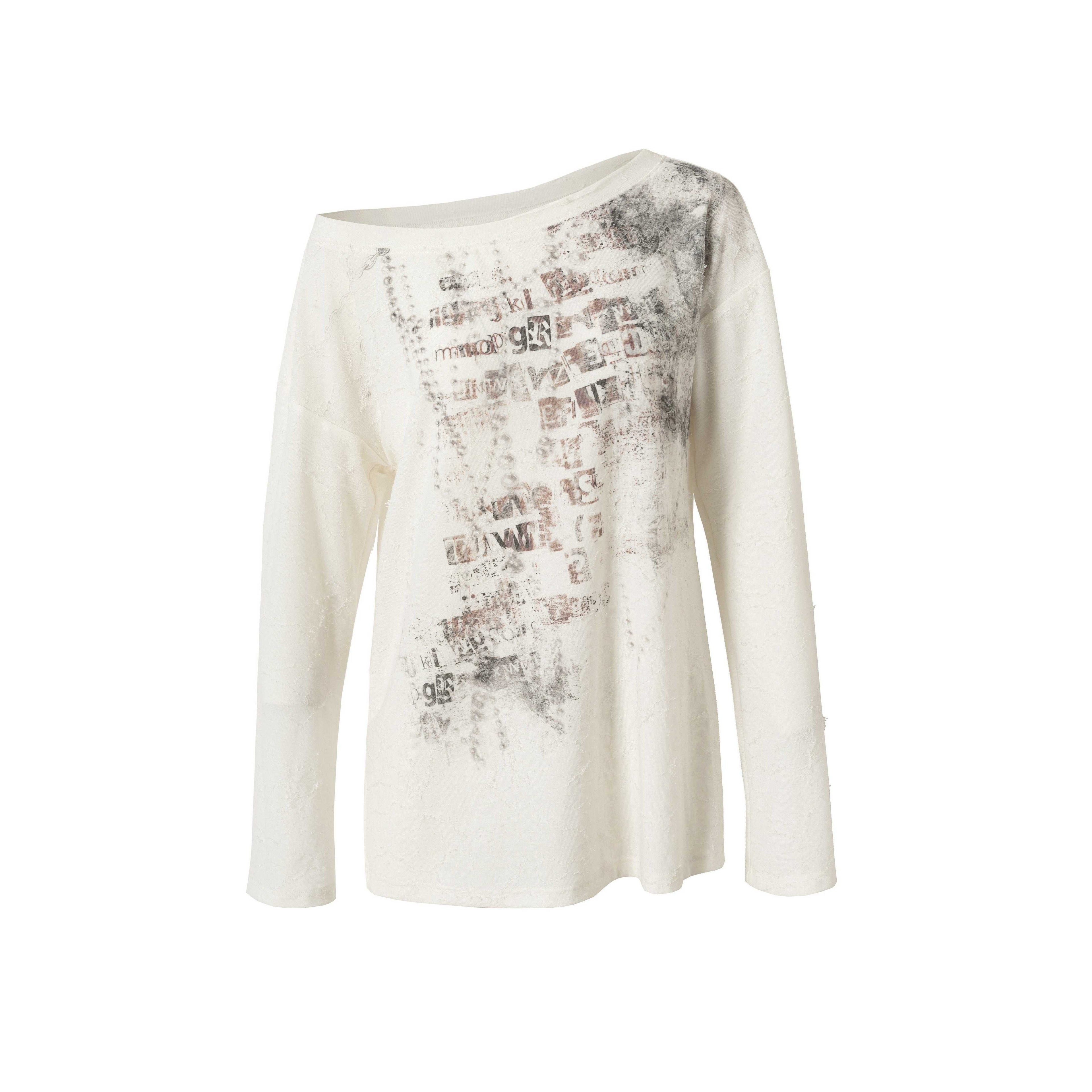 NO_ROMANCE_One_Shoulder_Relaxed_Punk_Print_Women'S_Polyester_Spandex_Long_Sleeve_T-Shirts_MISSTT