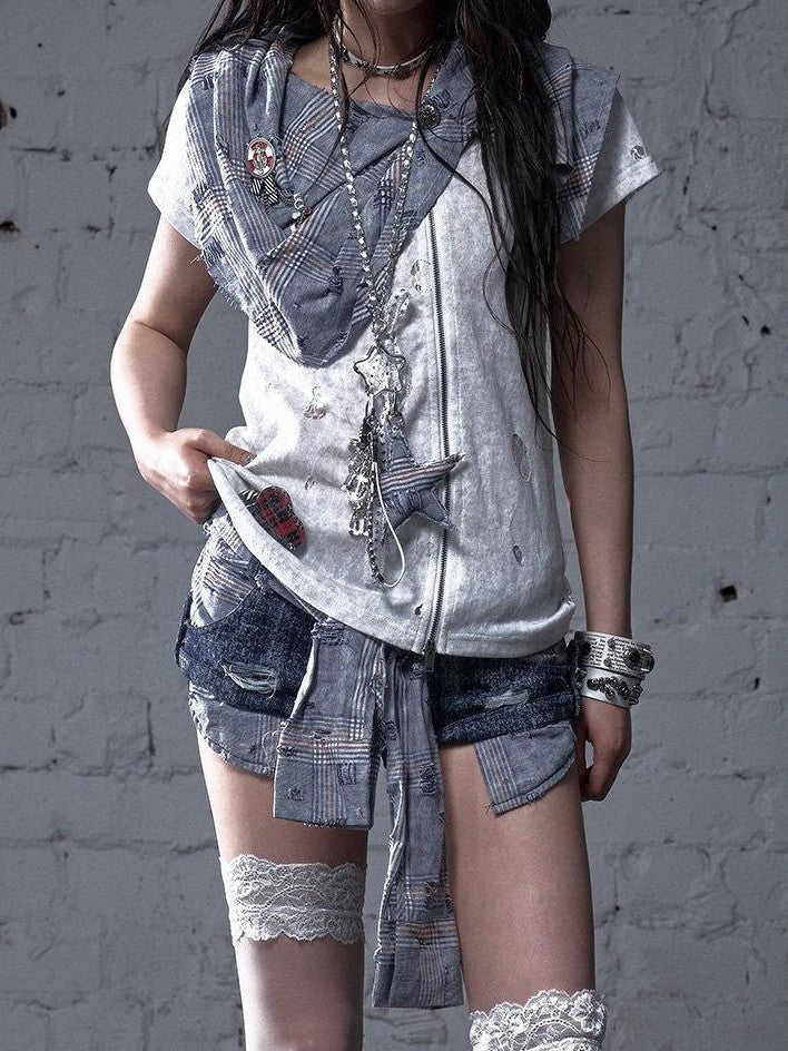 NO ROMANCE Pentagram Punk Rock Chain Women'S Lace Rhinestone Metal Keychains