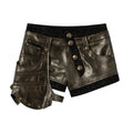 NO_ROMANCE_Punk_Lace_Detachable_Asymmetric_Low_Waist_Women'S_Faux_Leather_Short_Trousers_MISSTT
