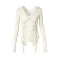 NO_ROMANCE_Punk_Lace_Twist_Knot_One_Shoulder_Hooded_Women'S_Polyester_Hoodies_MISSTT