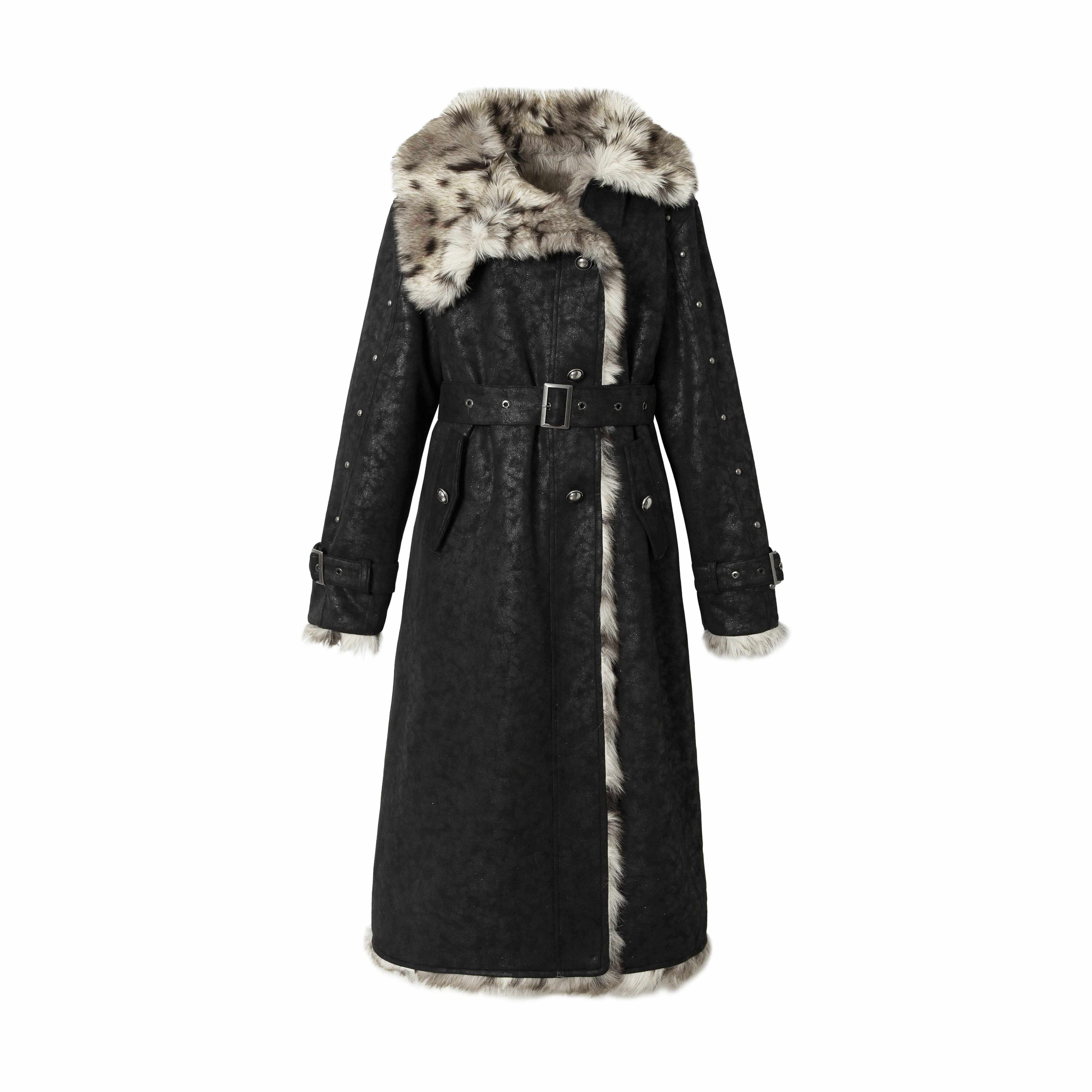 NO_ROMANCE_Punk_Leopard_Print_Reversible_Women'S_Faux_Suede_Faux_Fur_Long_Coats_MISSTT