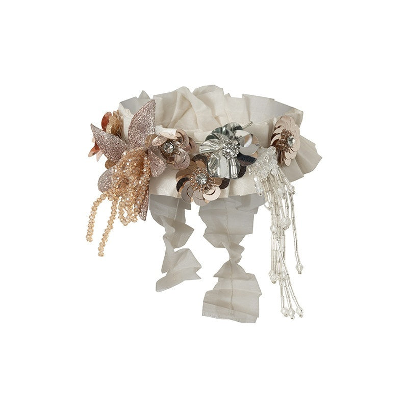 NO_ROMANCE_Regal_Pleated_Handmade_Beaded_Floral_Collar_Women'S_Silk_Scarf_Belts_MISSTT