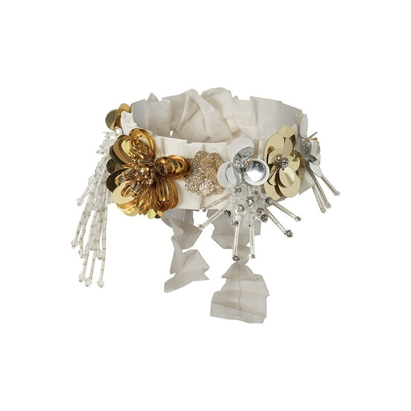 NO_ROMANCE_Regal_Pleated_Handmade_Beaded_Floral_Collar_Women'S_Silk_Scarf_Belts_MISSTT