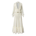 NO_ROMANCE_Regal_Resort_Pleated_Deep_V_Long_Sleeve_A_Line_Women'S_Chiffon_Maxi_Dresses_MISSTT