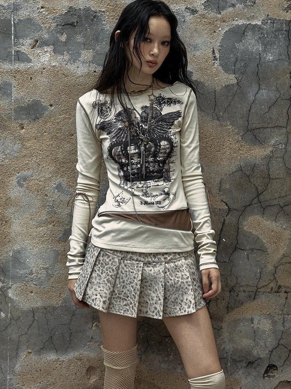 NO ROMANCE Reversible Striped Punk Slim Knit Women'S Cotton Stretch Long Sleeve T-Shirts