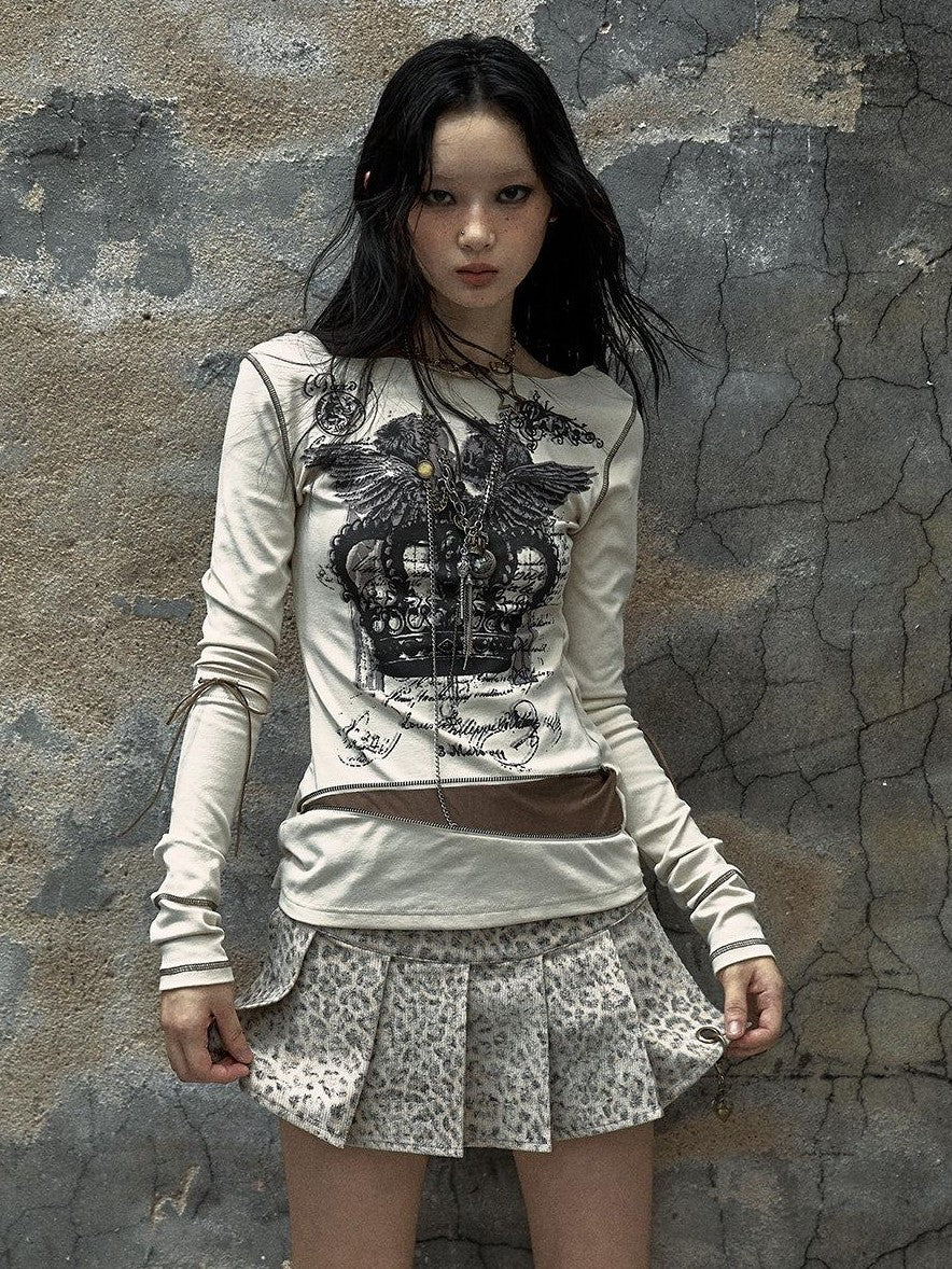 NO ROMANCE Reversible Striped Punk Slim Knit Women'S Cotton Stretch Long Sleeve T-Shirts