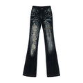 NO_ROMANCE_Rhinestone_Washed_Distressed_High_Waist_Slim_Women'S_Cotton_Blend_Straight_Jeans_MISSTT