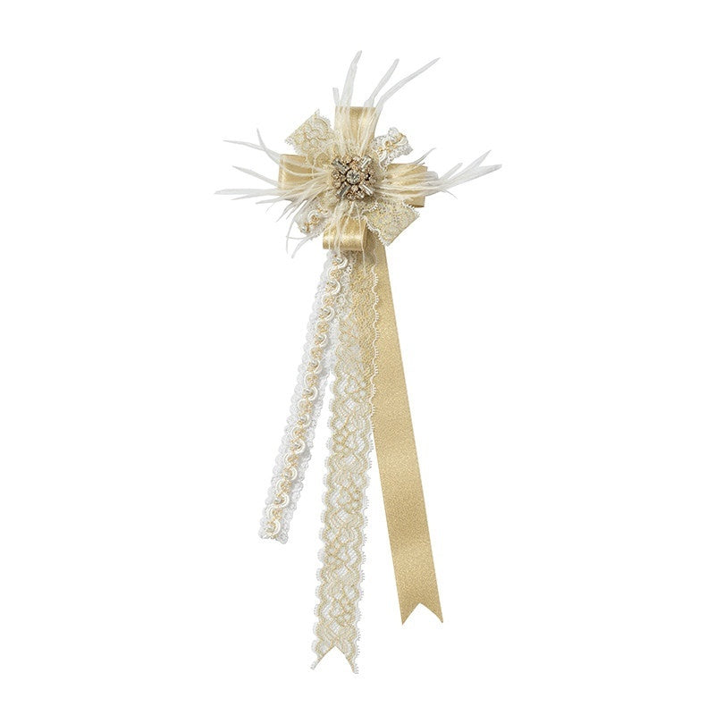 NO_ROMANCE_Royal_Lace_Satin_Ribbon_Feather_Handmade_Women'S_Mixed_Materials_Brooches_MISSTT
