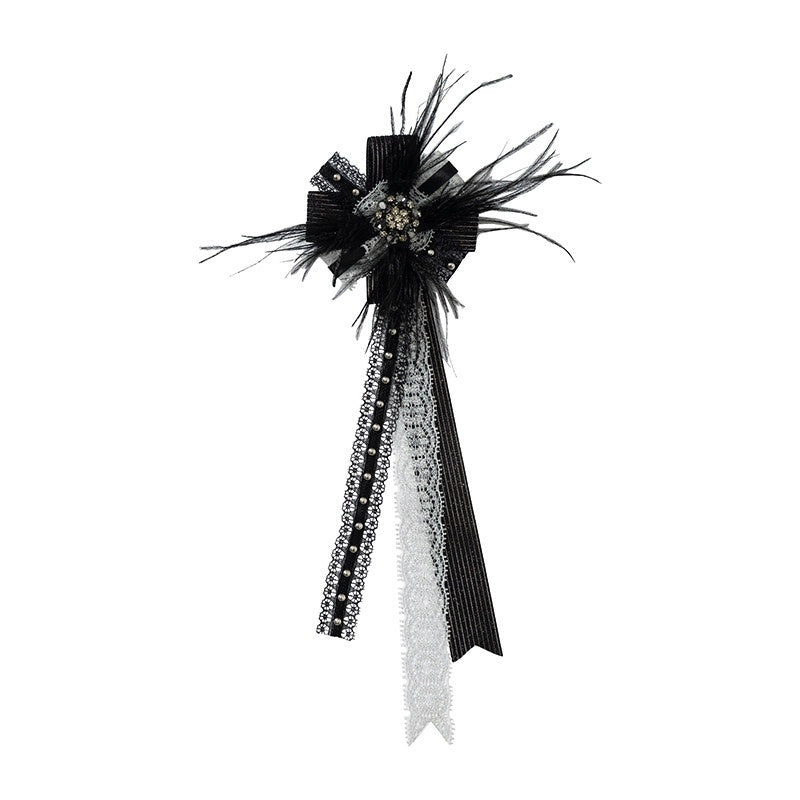 NO_ROMANCE_Royal_Lace_Satin_Ribbon_Feather_Handmade_Women'S_Mixed_Materials_Brooches_MISSTT