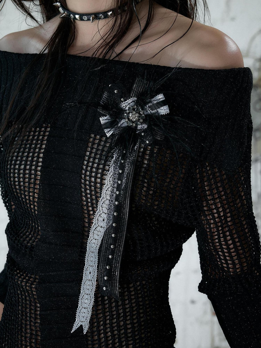 NO ROMANCE Royal Lace Satin Ribbon Feather Handmade Women'S Mixed Materials Brooches