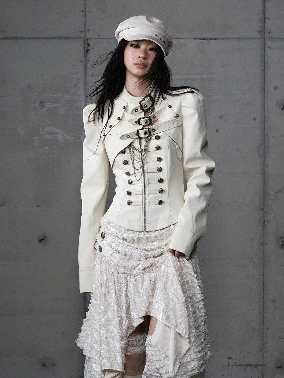 NO ROMANCE Ruched Heavy Hardware Biker Vintage Punk Women'S Pu Cropped Leather Jackets