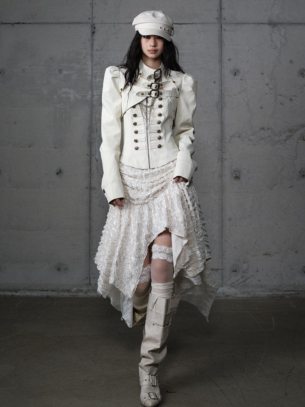NO ROMANCE Ruched Heavy Hardware Biker Vintage Punk Women'S Pu Cropped Leather Jackets