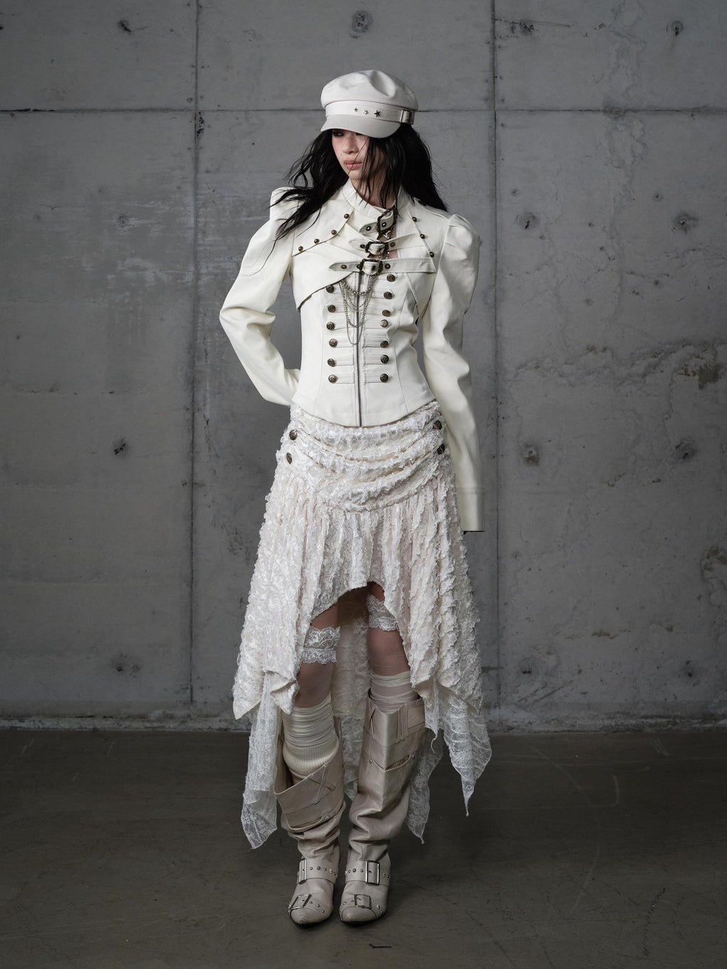 NO ROMANCE Ruched Heavy Hardware Biker Vintage Punk Women'S Pu Cropped Leather Jackets